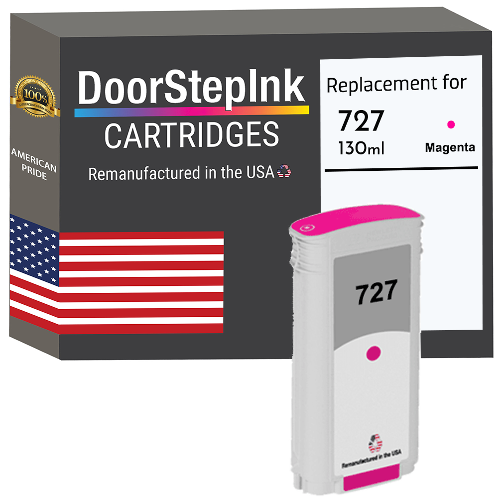 DoorStepInk Brand for HP 727 130-ml (B3P20A) Magenta Remanufactured in the USA Ink Cartridges, B3P20A-0