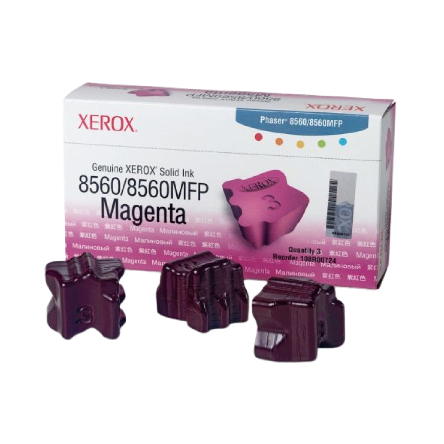 Genuine Xerox Phaser 8560 Magenta Solid Ink Pack (3 Sticks) 108R00724-0